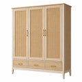 Armadio in legno e rattan naturale 150x60x200 cm