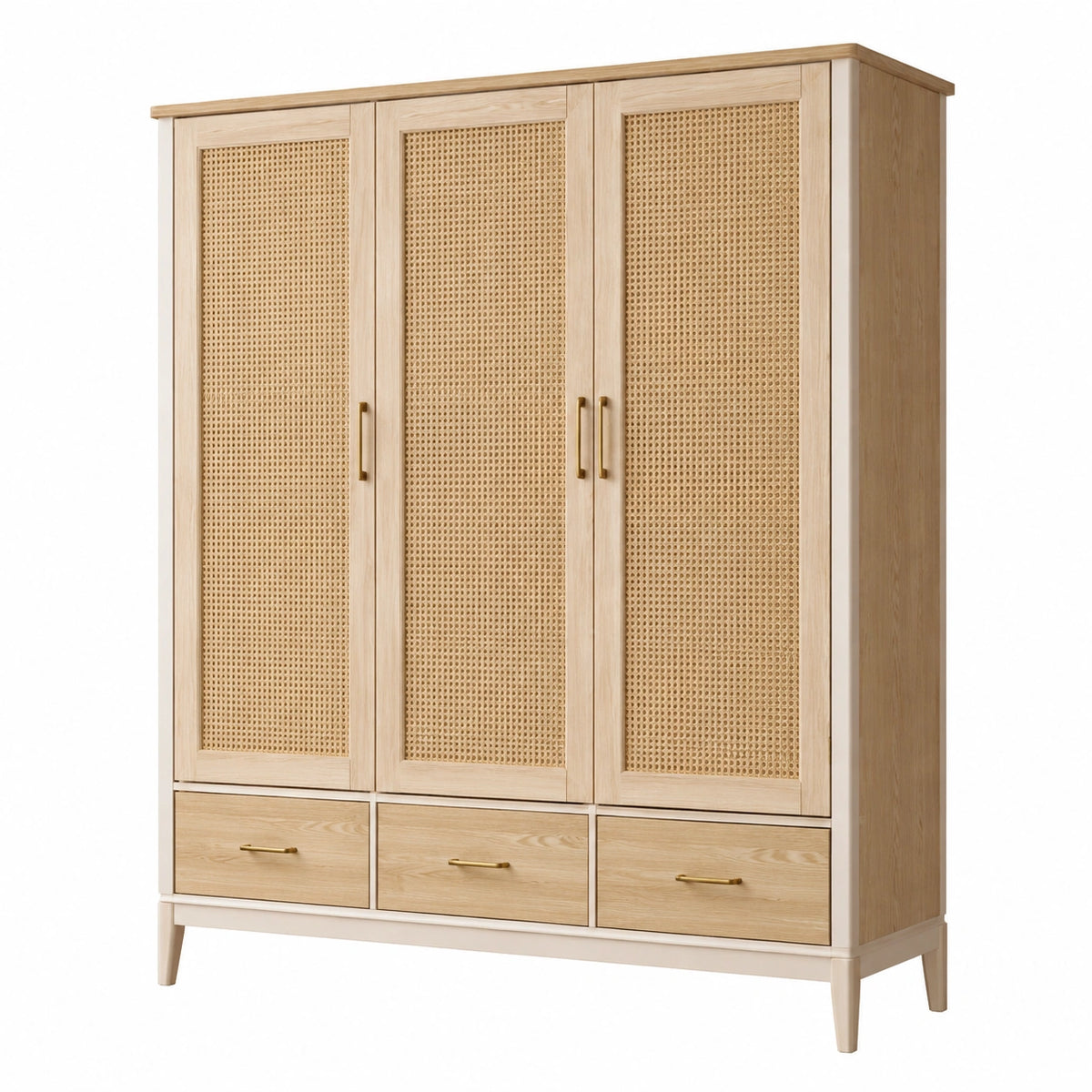Armadio in legno e rattan naturale 150x60x200 cm