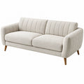 Divano a due posti in tessuto poliestere beige con gambe in legno