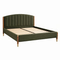 Letto matrimoniale in legno e tessuto verde 200x150 cm