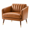 Poltrona in pelle sintetica marrone con gambe in legno e metallo 80x75x85 cm