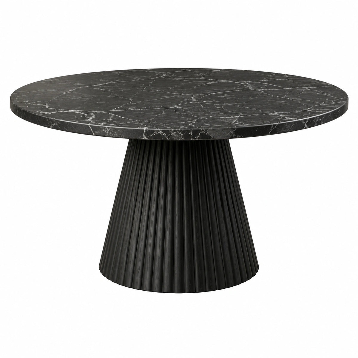 Tavolo da pranzo rotondo in marmo nero e legno nero Ø120 cm